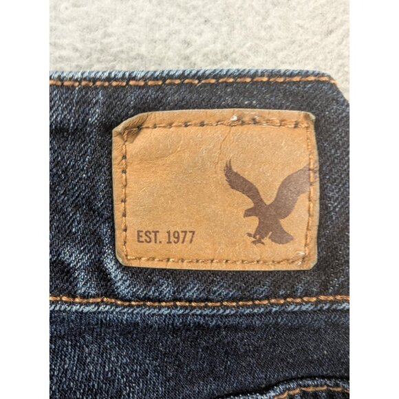 American Eagle Jeans Womens Size 4 Blue Aritst Curvy Flare Embroidered Whiskers - Picture 11 of 16